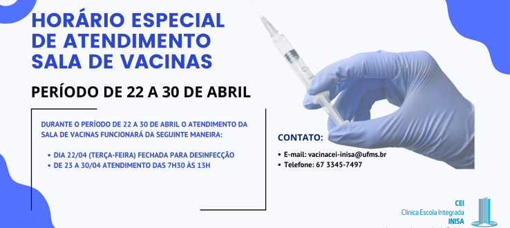 Horário Especial de Atendimento na Sala de Vacinas