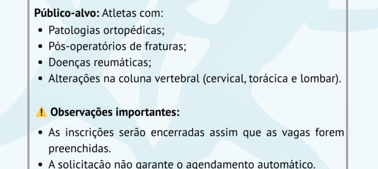 ABERTAS AS INSCRIÇÕES PARA ATENDIMENTO EM SAÚDE DO ATLETA