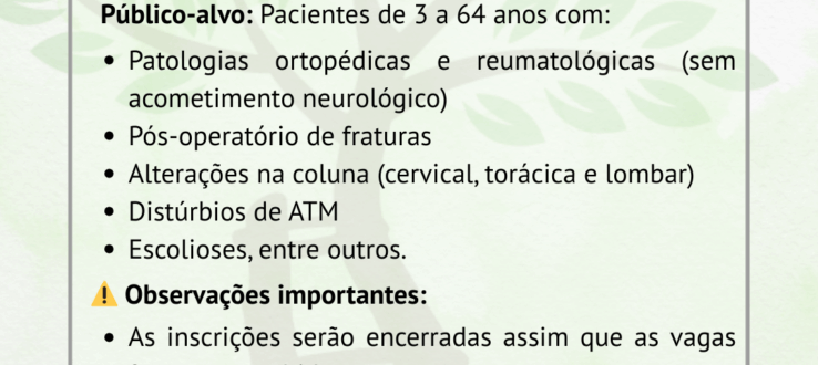 INSCRIÇÕES ABERTAS PARA ATENDIMENTO EM ORTOPEDIA